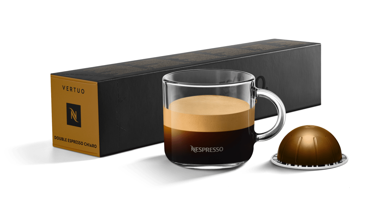 Nespresso Capsules VertuoLine Double Espresso Chiaro Coffee Pods - 10 Pods