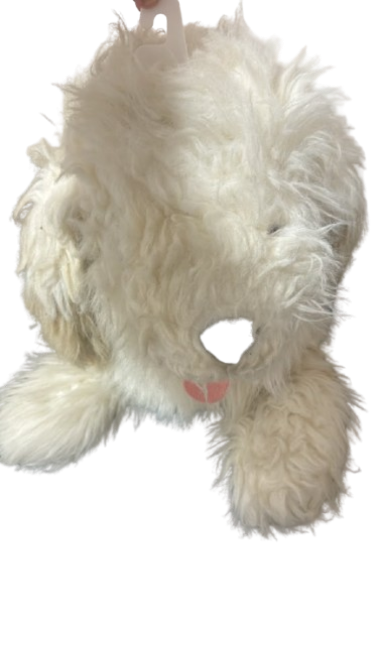 Vintage 90s Walmart Shaggy-Hair White Dog Plush Maltese Puppy Stuffed Animal 16