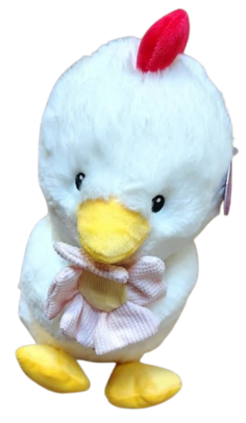 Playwright Plush Chicken Chick w/ Pink Flower 11” Stuffed Animal Easter