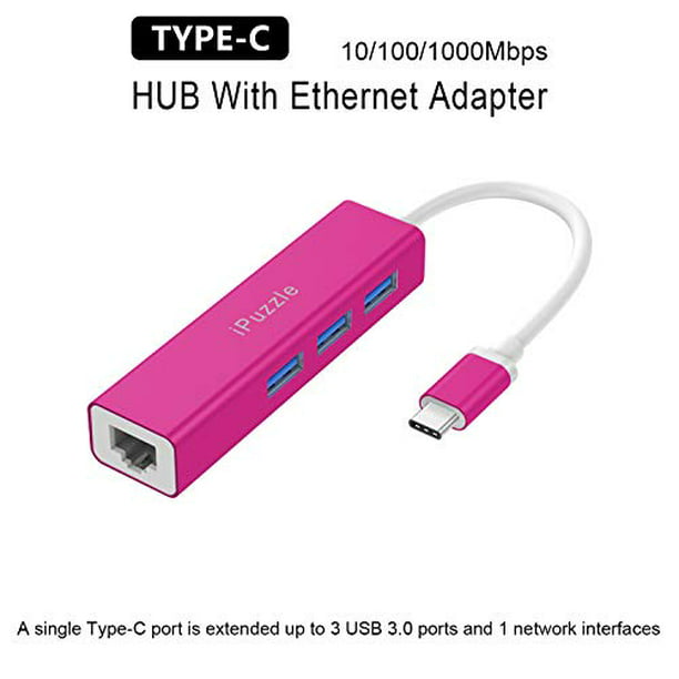 iPuzzle Multifunction Lan Adapter-3port HUB W/SL-Pink