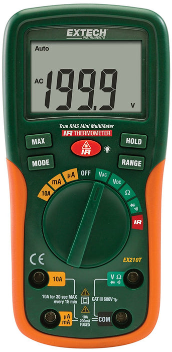 Extech EX210T True RMS Autoranging Multimeter with IR Thermometer