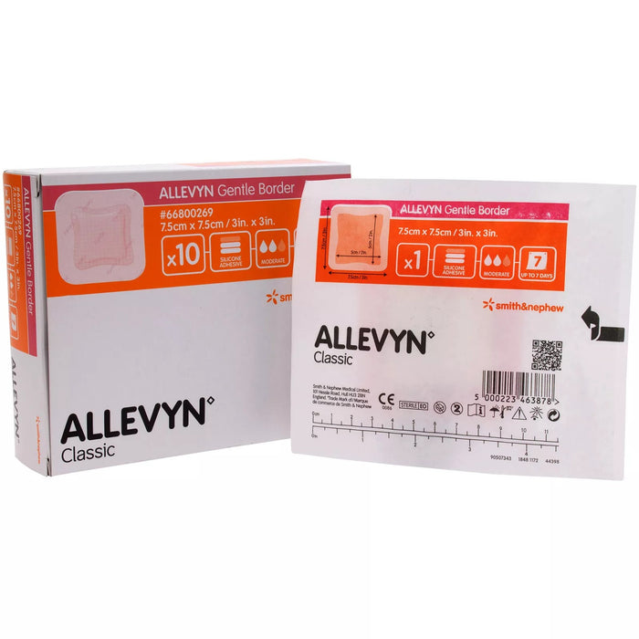 Smith & Nephew Allevyn Gentle Border 3" x 3" Foam Dressing - 1 Pack of 10