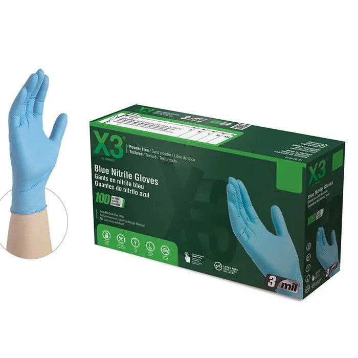 Ammex X3 Nitrile Large Gloves X346100 - 1000 CT