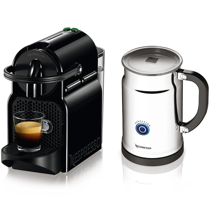 Nespresso Inissia Espresso Maker with Aeroccino Plus Milk Frother - Black