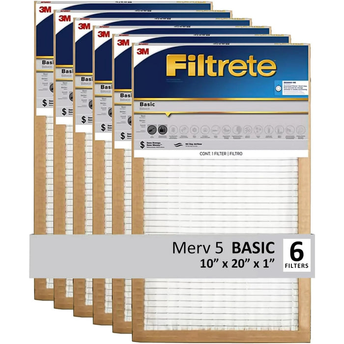 3M Filtrete Basic Air Filter FBL07CI 10 in x 20 in x 1 in - 6 Pack