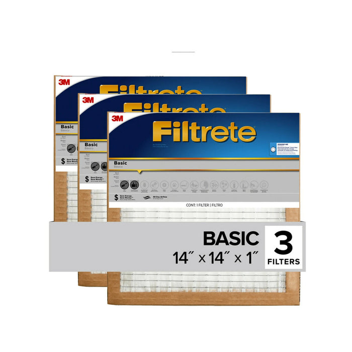 3M Filtrete Basic Pleated Air Filter FBL11CI 14 in x 14 in x 1 in - 3 Pack