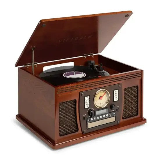 Victrola VTA-600B-ESP Navigator 8-In-1 Classic Bluetooth Record Player with 3-Speed Turntable