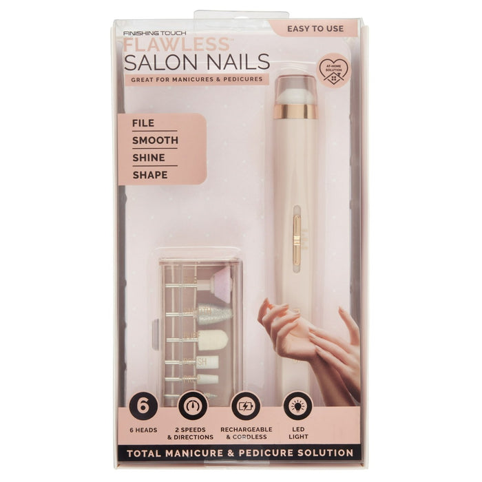 Finishing Touch Flawless Salon Nails Kit-Electronic Nail File and Full Manicure and Pedicure Tool