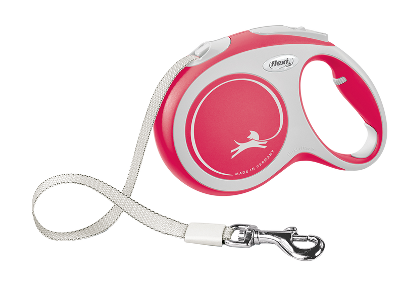 FLEXI New Comfort Tape Retractable Dog Leashes for Large Dogs Upto 110 lbs. – 16 ft - Red/White