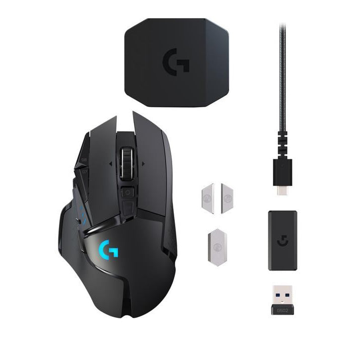Logitech G502 Lightspeed Wireless Gaming Mouse with Weights - Black