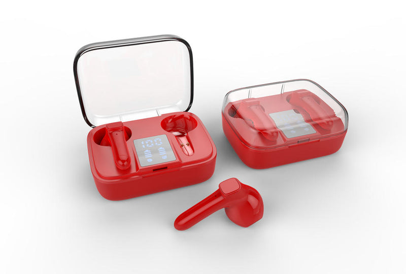 Fone de ouvido D-1376- earbuds wireless-mini tws bluetooth 5.3 hand free earphones-Red
