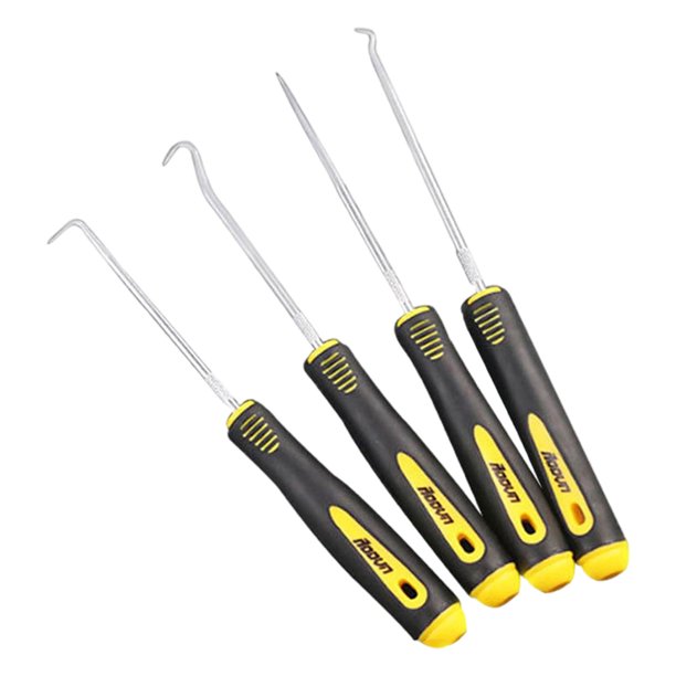 Precision Oil Seal Remover Hooks, 4 Pieces Pick Tool, Black Yellow