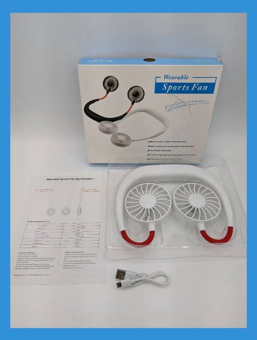 Portable Neck Fan Rechargeable Personal Hand-Free Fan Mini USB Wearable Neckband Sport Fan - White