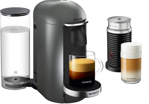 Nespresso By Breville Vertuoplus Espresso Coffee Machine and Aeroccino 3 Milk Frother - Grey
