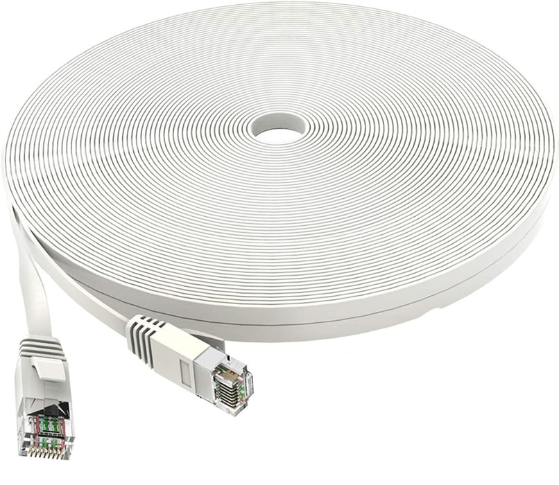 Cat 6 Ethernet Cable 10Gbps High Speed Ethernet Cable - White - 100FT