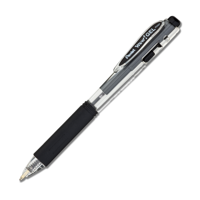 12 Pack Pentel Wow! Gel Pen Medium 0.7mm Black Ink - K437