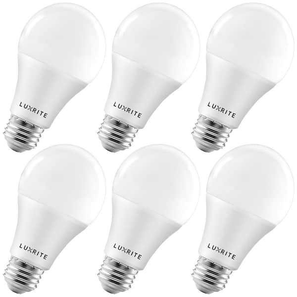 Luxrite A19 Light Bulb type LED Dimmable Light Bulb - 6 Pack