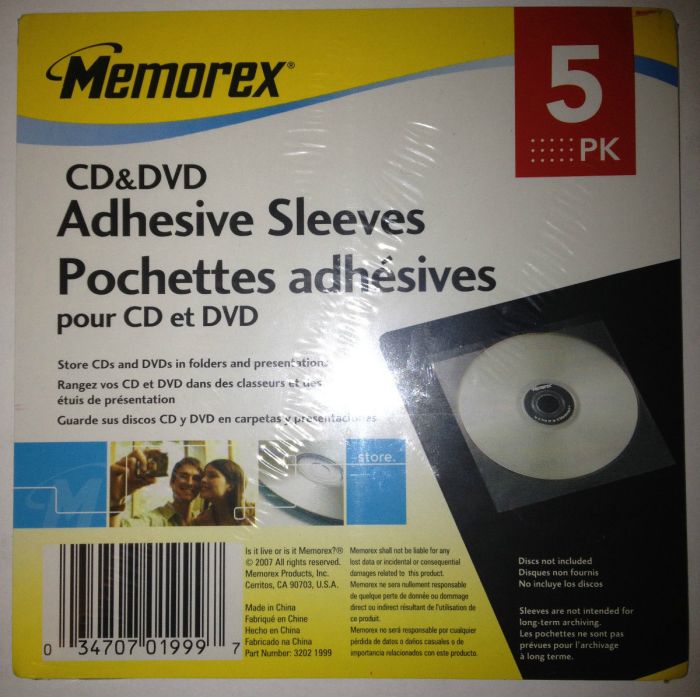 Memorex CD Adhesive Sleeves (30Pcs Total)