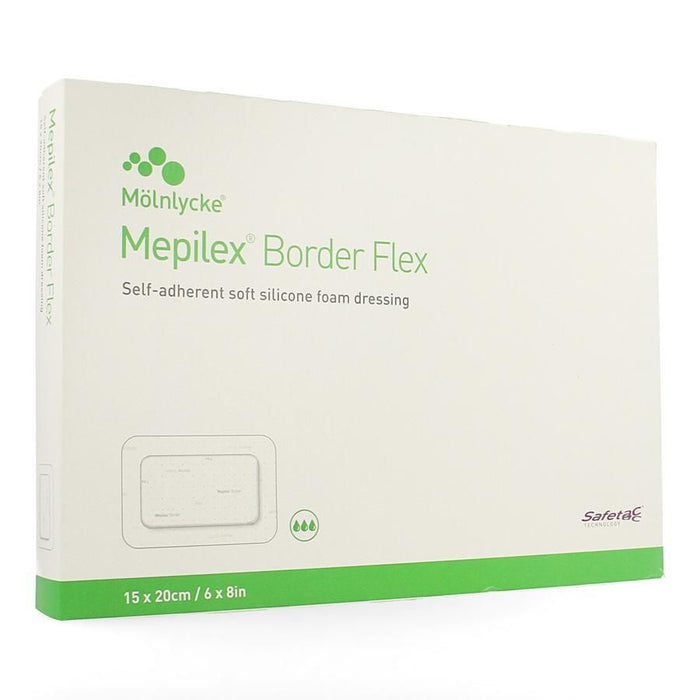 Molnlycke Mepilex Border Flex Self-Adherent Soft Foam Dressing - 6 x 8 in - 5 Pack