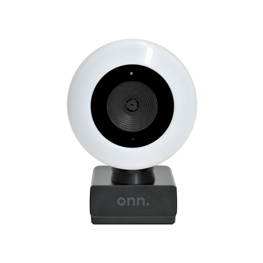 onn. Webcam with Ring Light w/3 LED Levels - White and Black