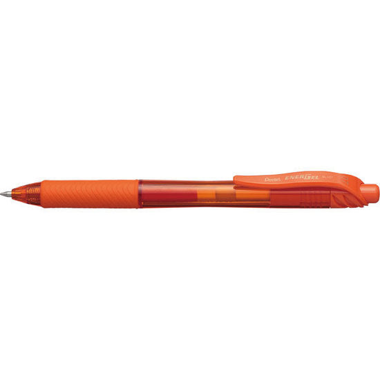 12 Pack Pentel EnerGel-X Retractable Liquid Gel Pen (0.7mm) Metal Tip, Orange Ink