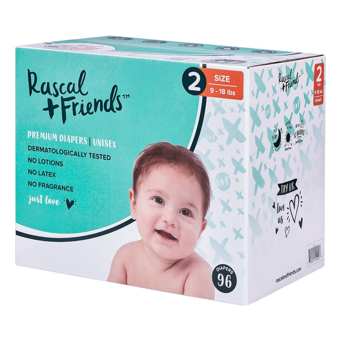 Rascal & Friends 93336 Premium Diapers- Size 2- 96 Count