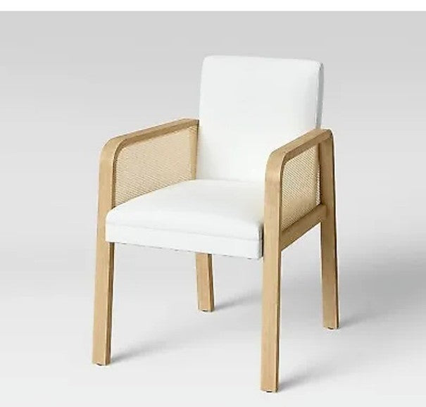 Threshold Stallings Upholstered Dining Chair with Cane Arms Cream