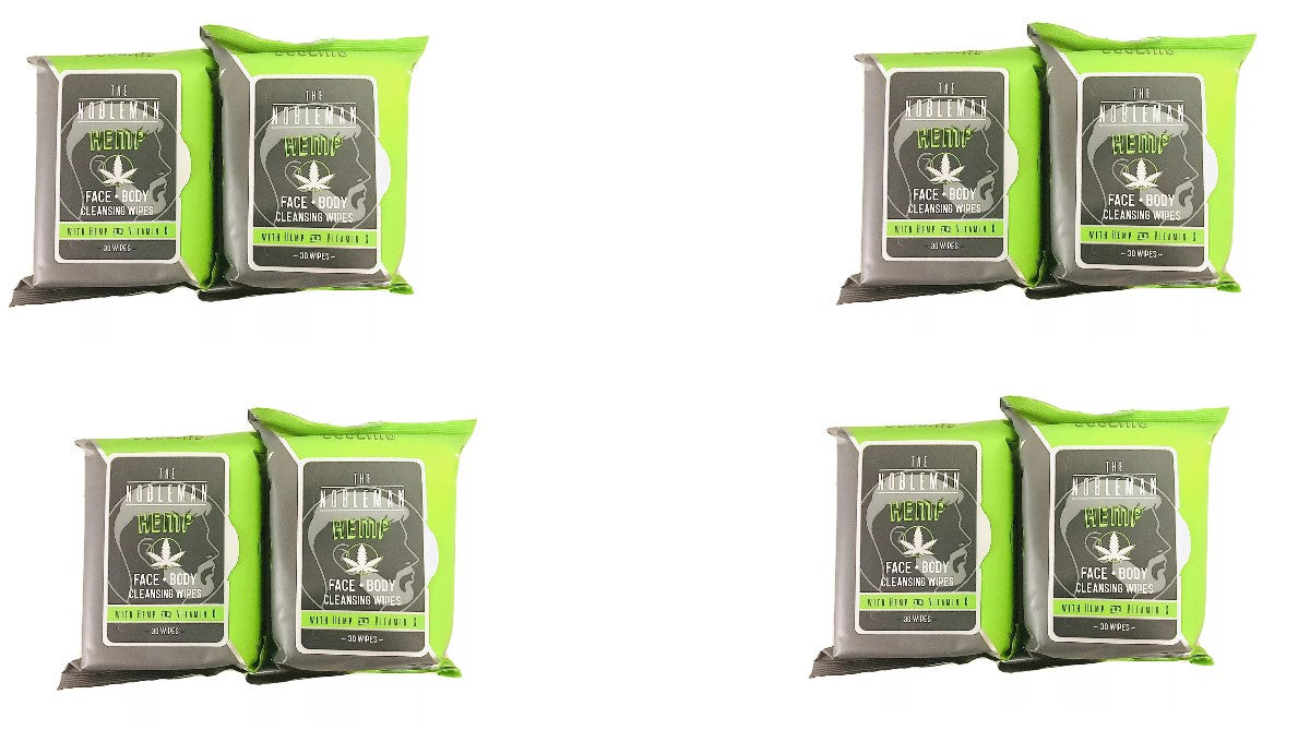 The Nobleman Men's Hemp Face + Body Cleansing Wipes - 8 Pack - 240 Count