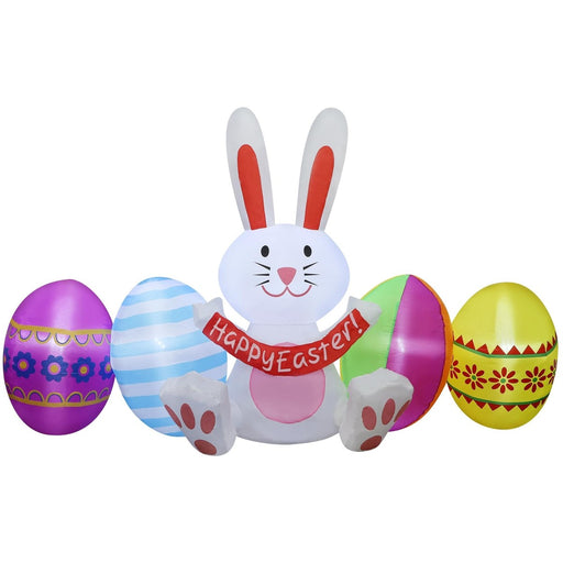 Easter Inflatables Outdoor Decorations 7 FT Long Easter Bunny with Eggs