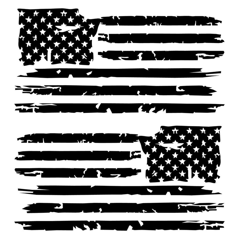 OFFROAD Vertical Distressed American Flag Hood Decal For Pickups Universal