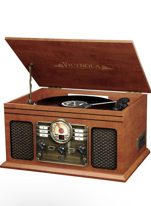 Victrola VTA-600B-ESP Navigator 8-In-1 Classic Bluetooth Record Player with 3-Speed Turntable