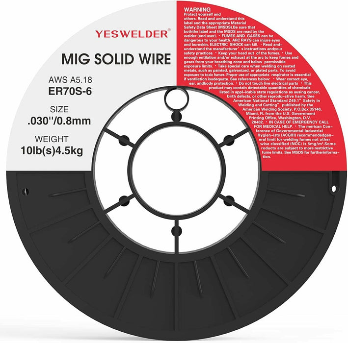 YesWelder Carbon Steel MIG Solid Welding Wire, ER70S-6 .030-Inch on 10-Pound Spool