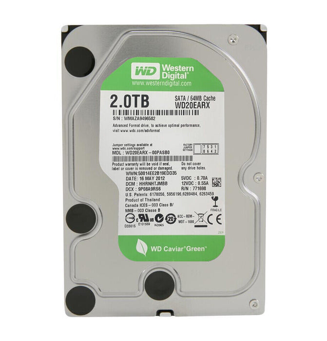 WD Green 2 TB Desktop Hard Drive: 3.5 Inch, SATA III, 64 MB Cache