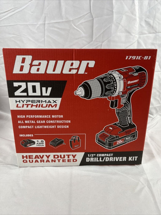 BAUER 20V Cordless Drill Driver 1791C-B1 Kit