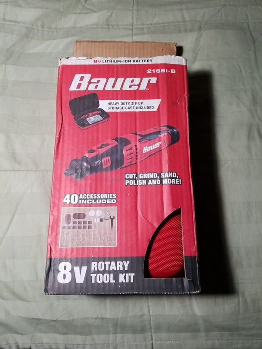 Bauer 58162 8V Cordless Variable Speed Rotary Tool Full Kit