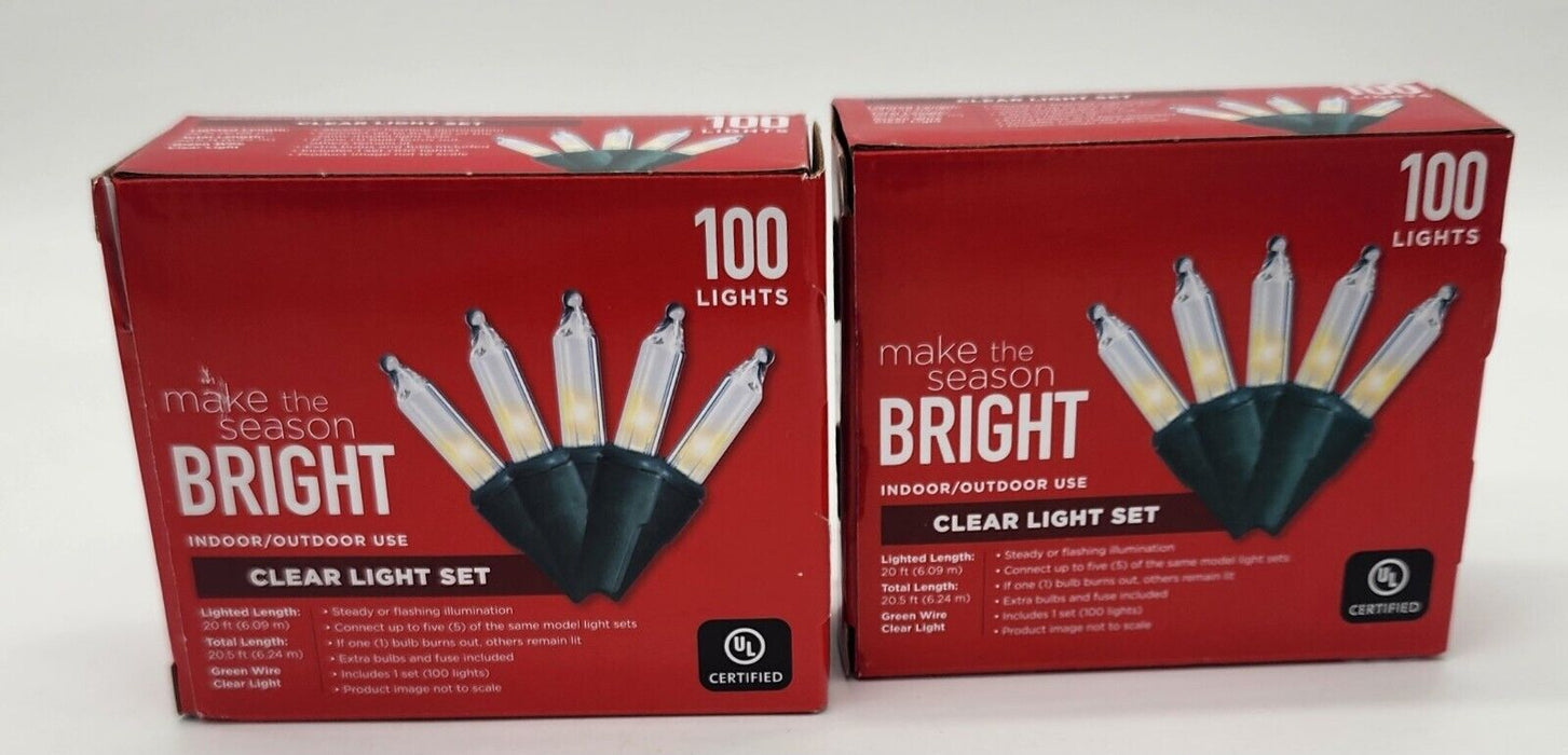 2 Make the Season BRIGHT- 658172-Clear String Christmas Lights 100 Lights 20 Feet Each