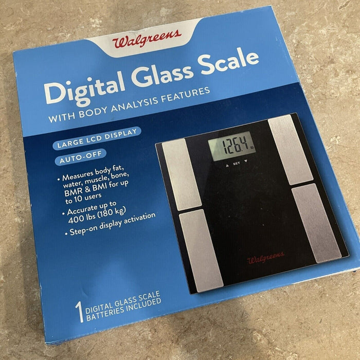 Walgreens 827433 Digital Glass Scale With Body Analysis Features
