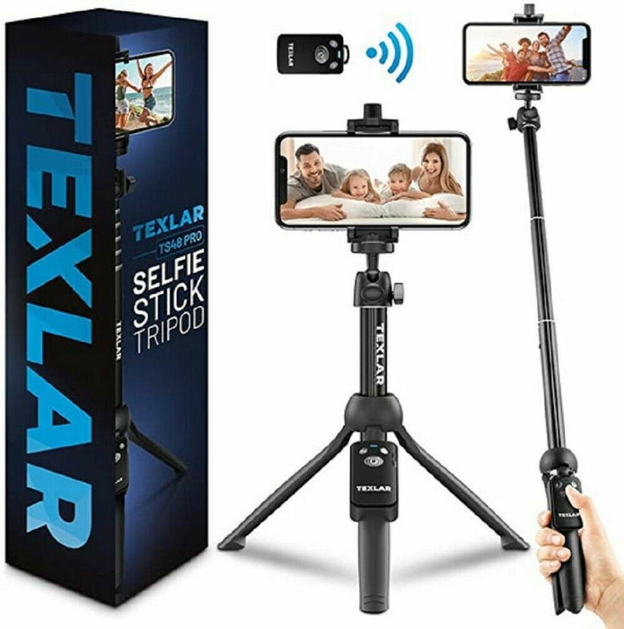 TEXLAR TS48 PRO- Selfie Stick Tripod TS48 Pro with remote control-extendable to 48 inches