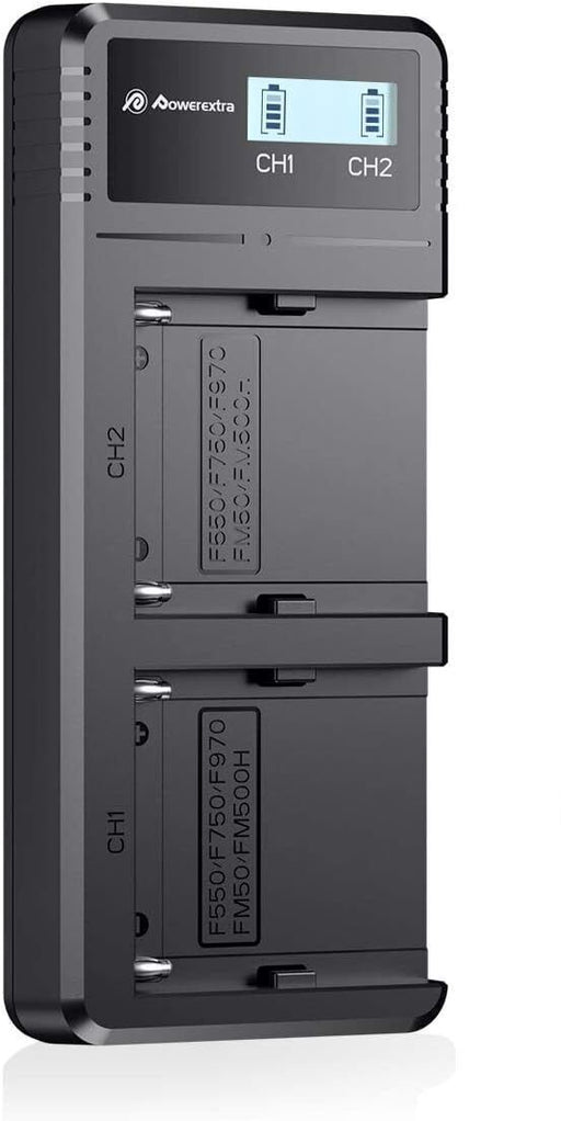 Powerextra LED DUAL CHARGER  PW-F970 For Sony NP-F series batteries
