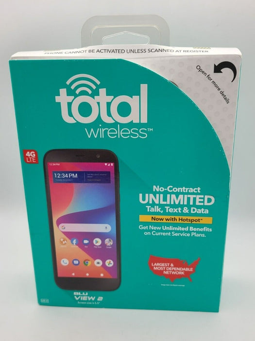 Total Wireless Blu View 2 4G LTE Prepaid Smartphone,B130DL, 32GB, Black