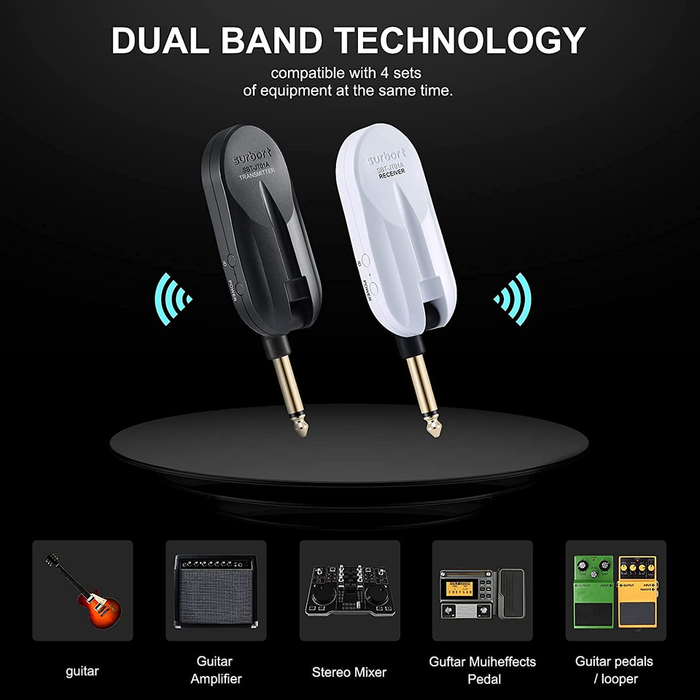 Surbort SBT-JT01A Wireless Guitar System Transmitter Receiver 5.1G/5.8G Dual-Band Switching Techno