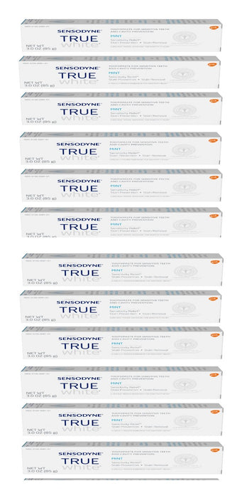 Sensodyne True White Mint Sensitivity Toothpaste 3oz Pack of 12