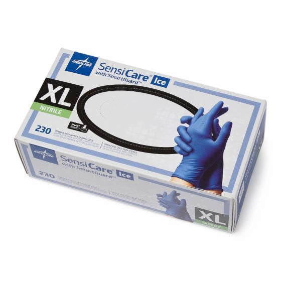Medline SensiCare Ice Nitrile Exam Gloves SG XL - 230 Count