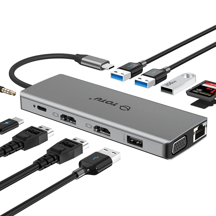 Totu TT-HB010A 12-IN-1 Triple Display USB-C Hub w/Dual HDMI&VGA