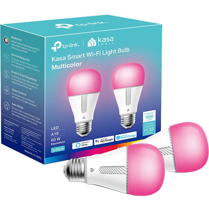 Tp-Link KL135-Kasa Smart Bulb-Dimmable Color Changing 60W Light Bulb - 2 Pack