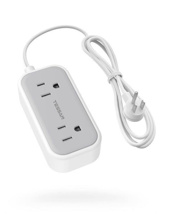 Tessan TS-105 Travel Small Power Strip 5 FT Flat Plug With 2 Outlets 3 USB Ports