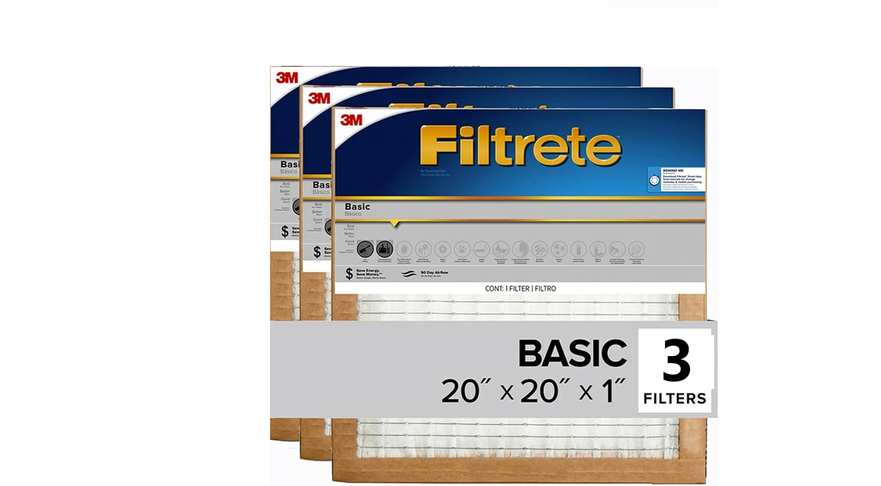 3M Filtrete Basic Pleated Air Filter FBL02CI 20 in x 20 in x 1 in - 3 Pack