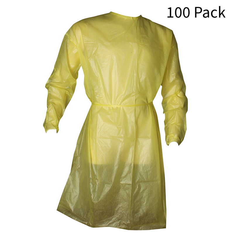Isolation Gown Disposable AAMI Level 2 PE / PP PE+PP Size X-Large Yellow - 100 PK - ZDB120013A
