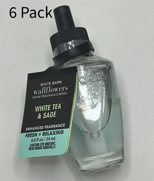 Bath & Body Works White Barn White Tea + Sage Wallflowers Fragrance Refill - 6 Pack