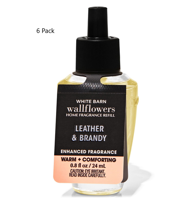 Bath & Body Works White Barn Leather & Brandy Wallflowers Fragrance Refill - 6 Pack